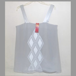NWT Pure silk cami S $237 Silver Gray Sequins Straps Runs large Eileen Fisher M